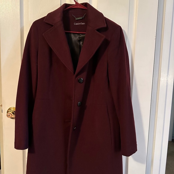 Calvin Klein Burgandy Pea Coat - Picture 1 of 4